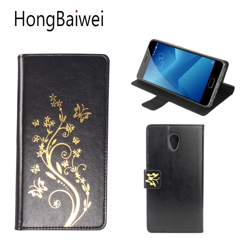 

HongBaiwei for Meilan Note 5 Case Leather Butterfly Flower Henna Clear Flip Luxury Wallet Phone Bag Case for Meilan Note 5
