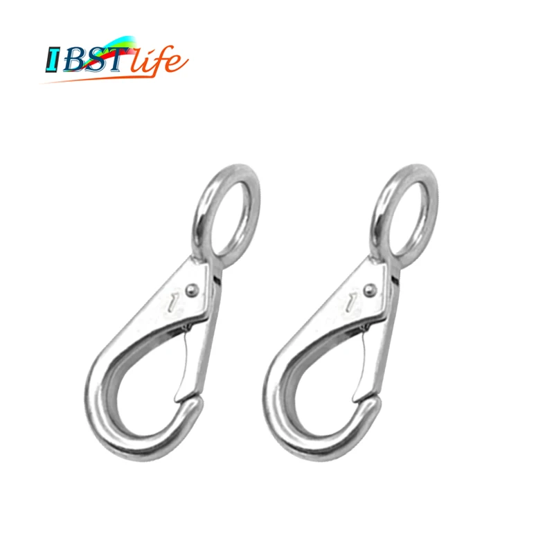 

2PCS Stainless Steel 316 Rigid Loaded Fixed Eye Spring Clip Snap Hook Carabiner Marine Hardware Accessories for Boats