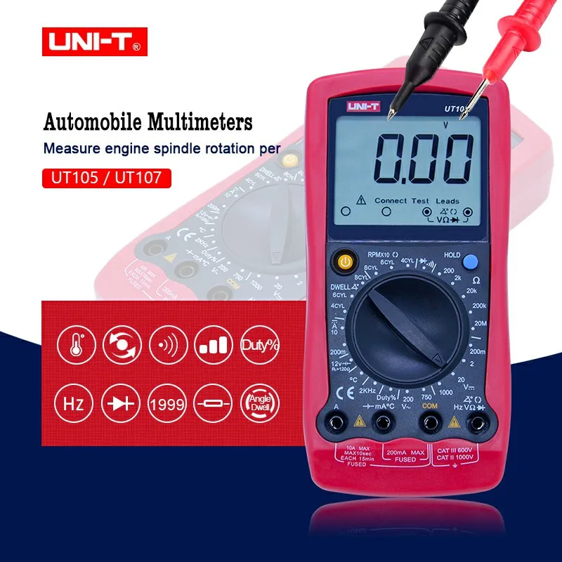 

UNI-T UT105 Digital Multimeter Handheld AC DC voltmeter DC Ammeter tester voltage current resistance testing meter