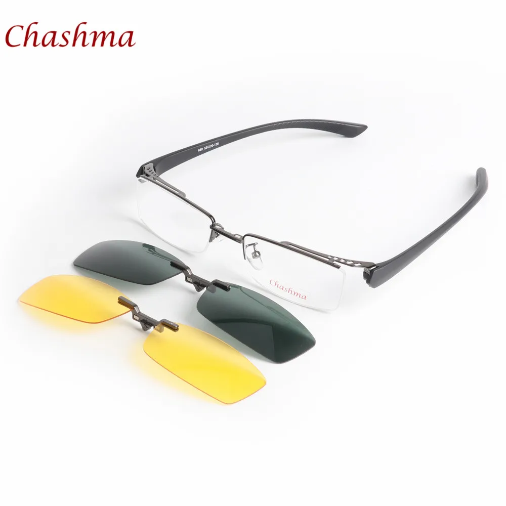 

Chashma Brand Day and Night Driving Polarized Lenses Magnet Clips Prescription Spectacles Eyewear Frame Mens Optical Eye Glasses