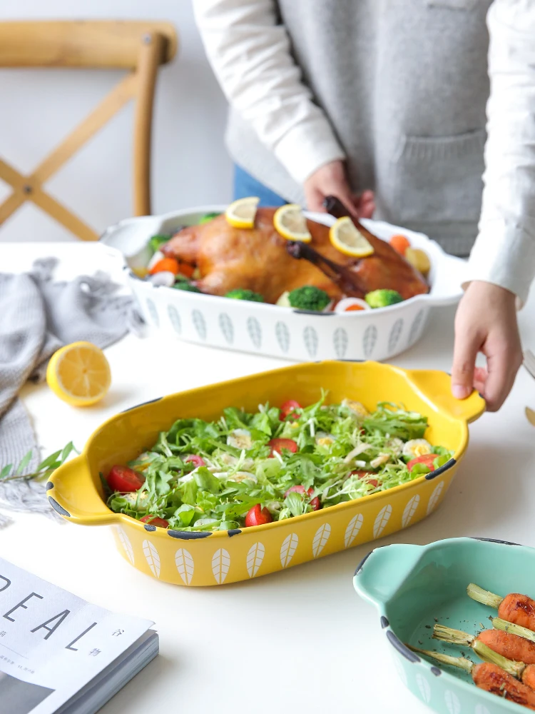 

Japanese Style Small Fresh Ears Household Salad Plate Baking Tray Baking Tools