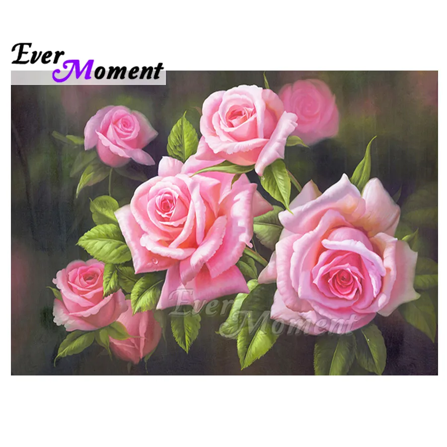

Ever Moment Diamond Painting Pink Flower Full Square Drill Mosaic Picture Of Rhinestone Diamond Embroidery Cross Stitch 3F1952