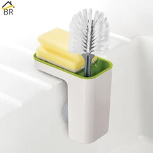

BR Sink Pod Self-Draining Sink Caddy Kitchen Sink Organizer Sponge Holder Dishwasher-Safe Detachabble Kitchen Brush Drainer Rack