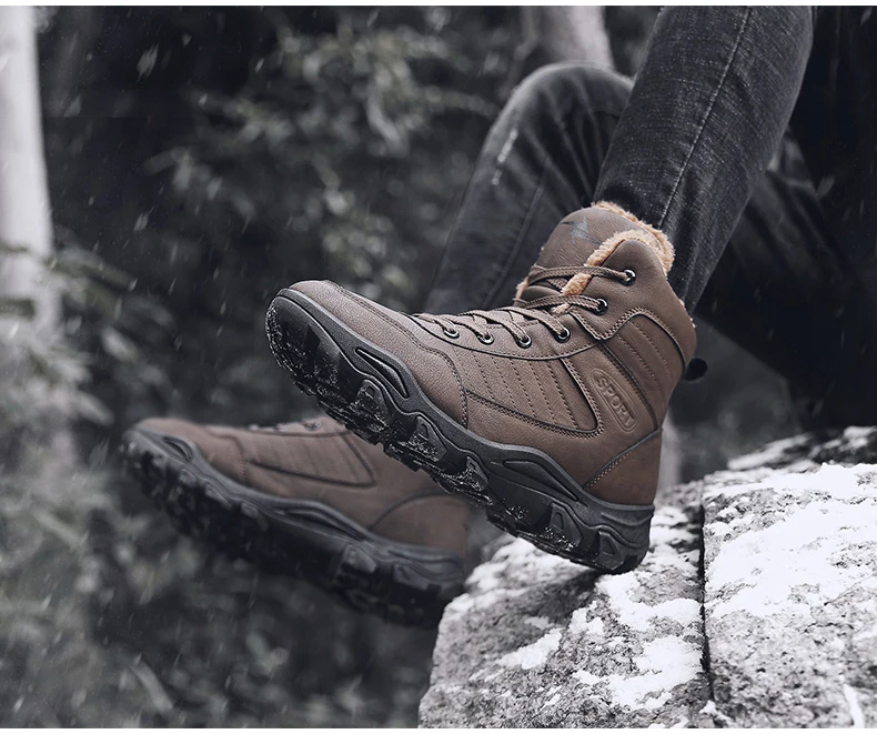 Men's Ankle Boot Casual Mens Boots Winter Warm Men Snow Boot With Fur Black Motorcycle Winter Boots Men Waterproof Plus Size 11 (7)