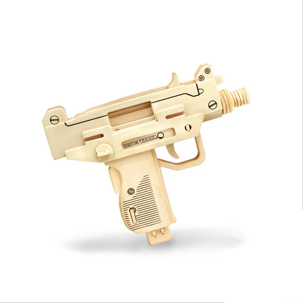 Buy Wooden Model Kit 3D Diy Wood Uzi Pistol Toy Puzzle