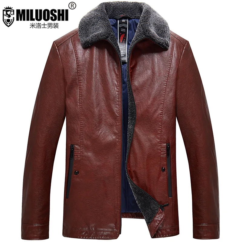 Пуховые куртки размера плюс 8XL, мужские зимние морозостойкие, свободные, имитирующие кожу, кожаные, увеличивающие код, деловые дела, кожаные пуховики - Цвет: Red