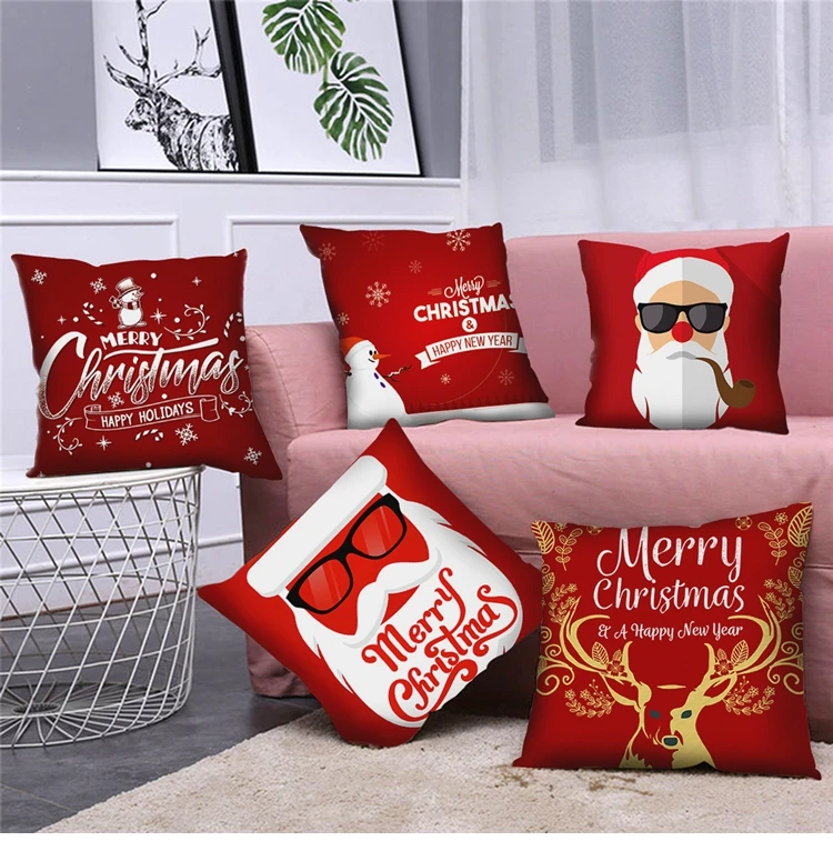 QIFU 45x45cm Elk Snowflake Santa Claus Christmas Pillowcase Christmas Decor for Home Christmas Navidad Xmas New Year