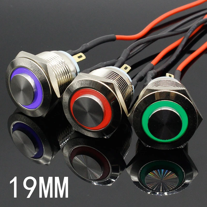 19mm Waterproof Momentary Stainless Steel Metal Doorbell Bell Horn Push Button Switch LED Car Auto | Обустройство дома