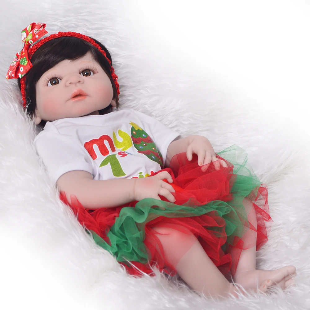 

Fashion 57 cm Reborn Baby Dolls Toy Wholesale 23 inch Full Silicone Vinyl Reborn Dolls Lifelike Girl Babies DIY Xmas Gifts