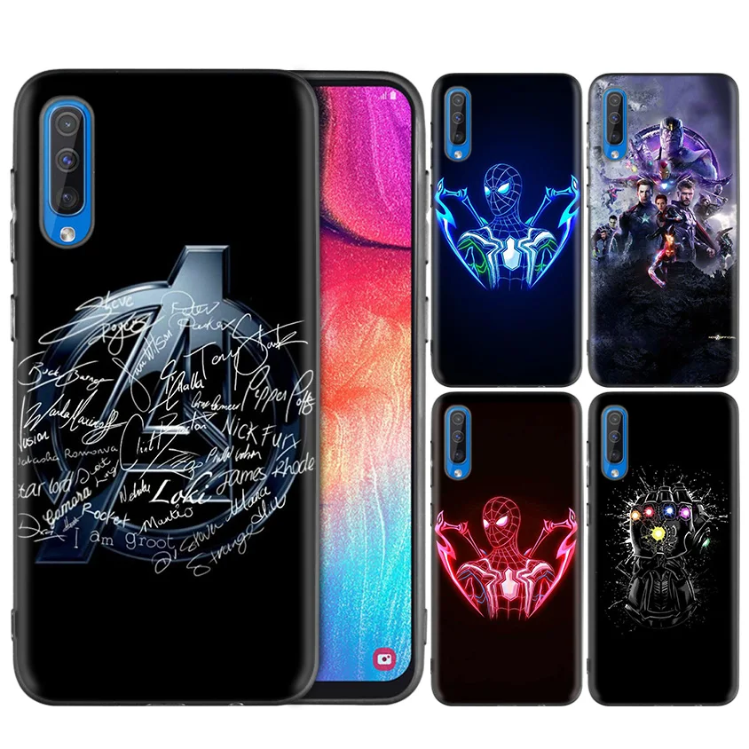 

Black Silicone Case Bag Cover for Samsung Galaxy M10 M20 M30 S8 S9 S10 S10e 5G J3 J4 J5 J8 Plus 2018 S7 Edge Marvel Avengers