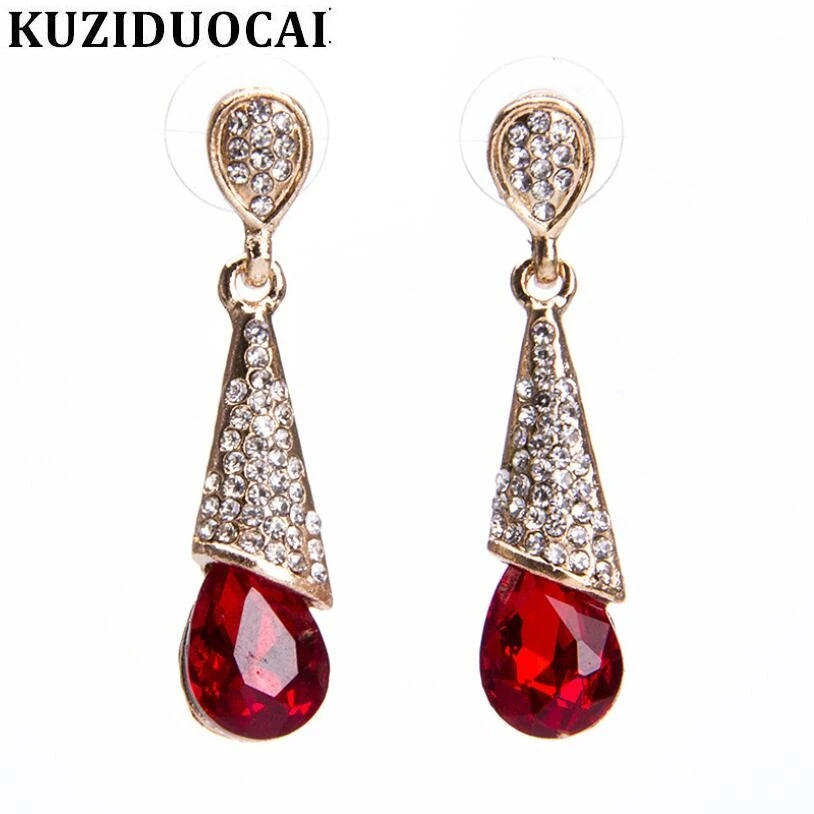 Kuziduocai новые модные ювелирные изделия Стразы Кристалл профиль капельки