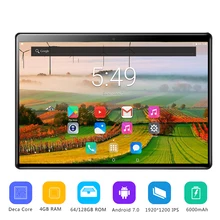 Новейший Android 7,0 Deca Core 4G LTE 10 дюймов планшетный ПК 4 ГБ ОЗУ 128 Гб ПЗУ 8MP wifi 2.5D Закаленное стекло ips 1920X1200 экран