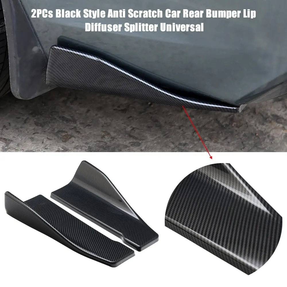 

2PCs Universal Carbon Fiber Style Anti Scratch Car Rear Bumper Lip Diffuser Splitter For Tesla Model 3 Bmw E46 E90 Ford Focus 2