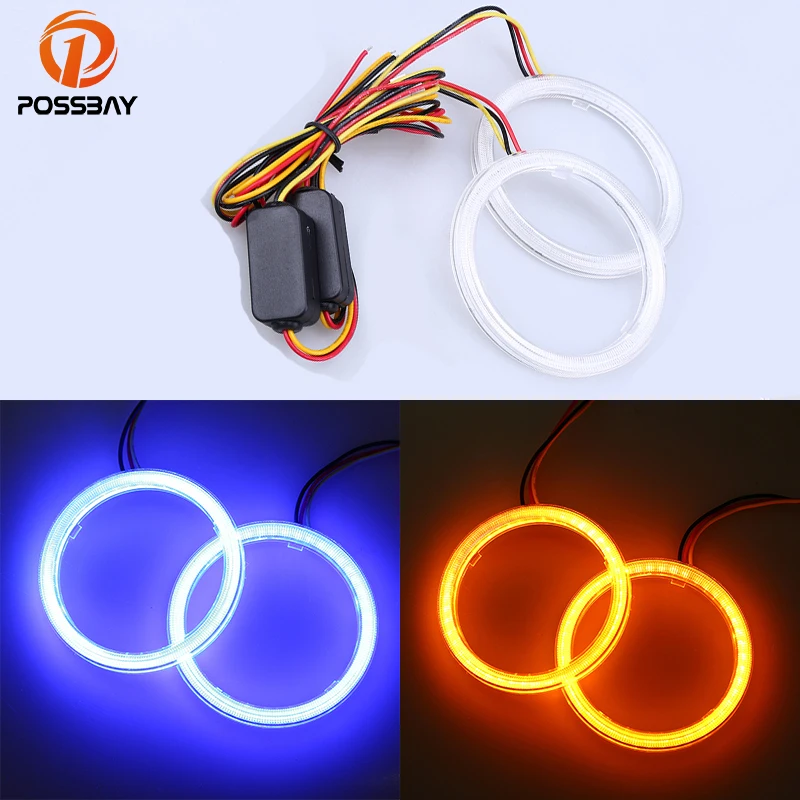 

POSSBAY Car-styling 12V Auto Halo Rings Angel Eye Fog Lights COB Headlight 80mm Universal DRL LED Car Foglamp With Lampshades