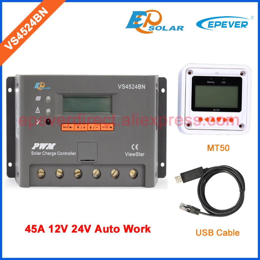 

MT50 remote meter for user setting Solar 45A 12V system work Charger regulator PWM EPEVER Brand controller VS4524BN