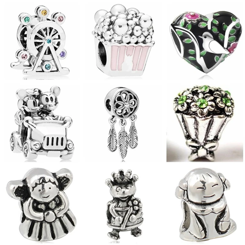 

Btuamb Punk Vintage Buddha Small Girl Bee Mickey Cartoon Beads Fit Original Pandora Bracelets & Bangles for Women Making Jewelry