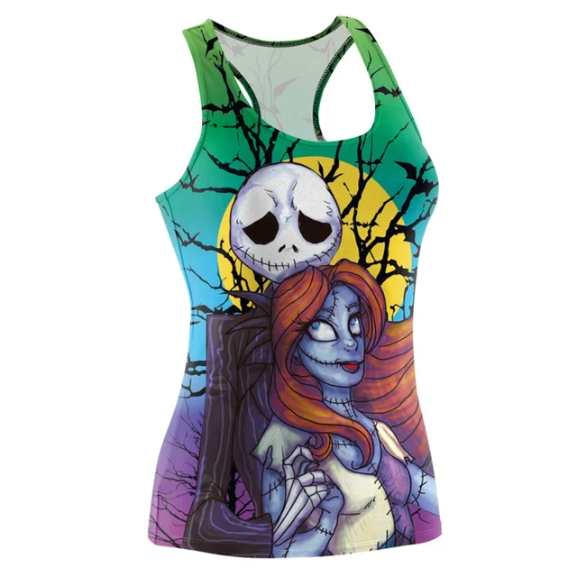 Cheap Halloween Skeleton Skulls Printed Sexy Vest Backless tanks Horror Demon Skeleton Zombie Party Show Dance Street Vest