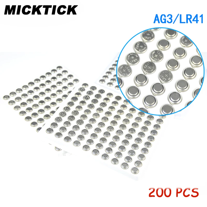 200PCS/Lot LR41 AG3 SR41W 392 192 GP192A LR736 Button Watch Battery