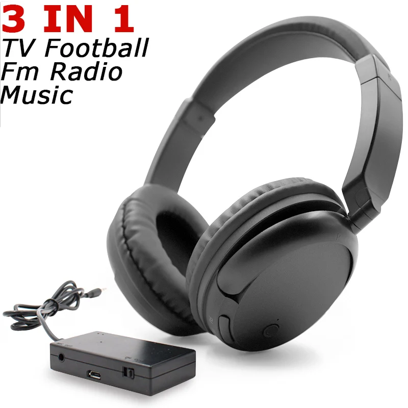 

Professional Wireless Headset For TV PC Computer MP3 TV Over-Ear Headphone Support FM Function With Transmitter