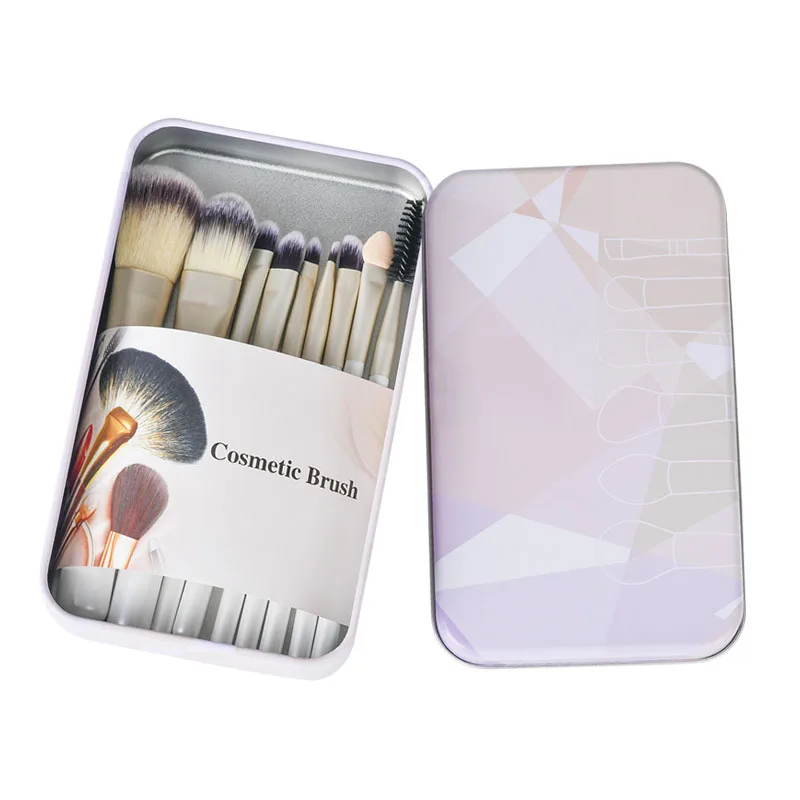 

9pcs Makeup Brushes Set Face Powder Foundation Eyebrow Eyelashes Sponge Smudge Brush Cosmetics Essential Tools with Metal Box