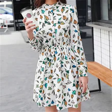 original 2018 Brand New Spring Vintage Elastic Waist Dresses Chiffon O-neck Long-Sleeved Floral Dress Female Vestidos original 2018 Brand New Spring Vintage Elastic Waist Dresses Chiffon O-neck Long-Sleeved Floral Dress Female Vestidos