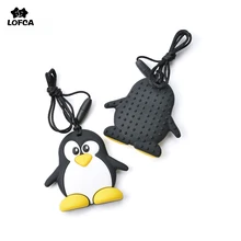 Модный Прорезыватель для зубов в виде пингвина, 1 шт., силиконовый Прорезыватель для зубов в виде енота, Забавный Прорезыватель для детских игрушек, безопасный для детей, новое популярное ожерелье