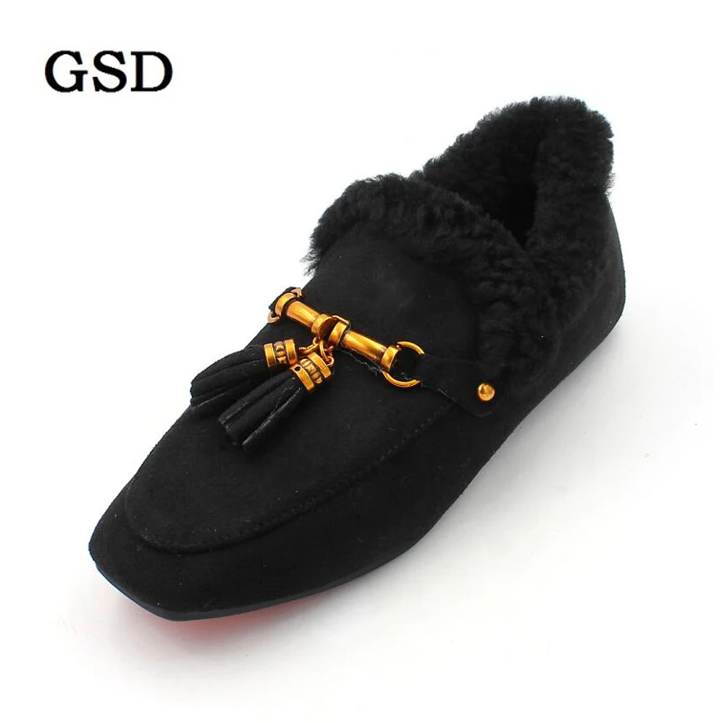 snow faux fur platform slip on loafer
