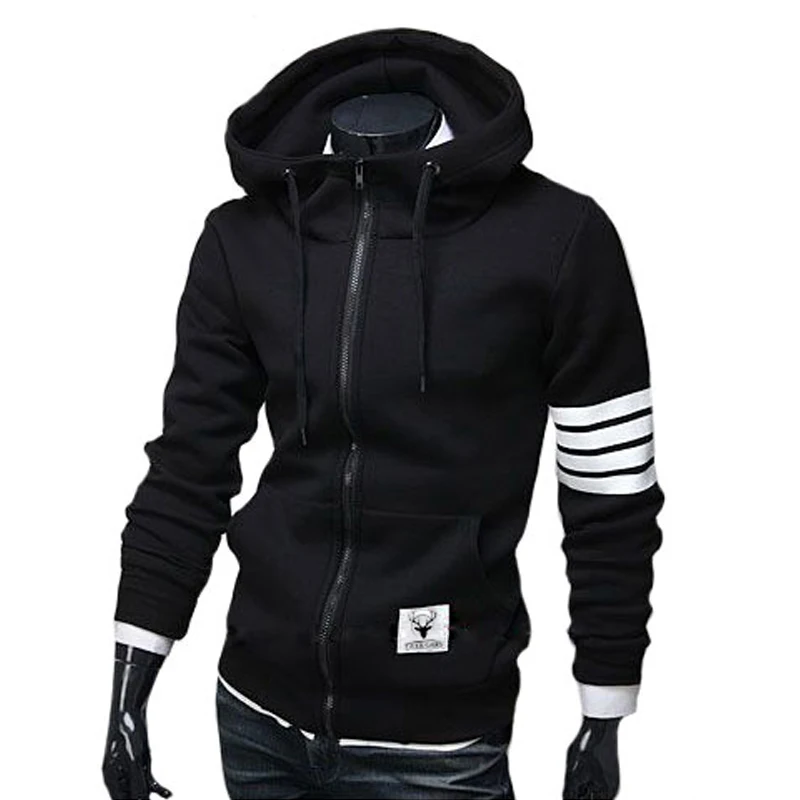 

Men Hoodies 2019 Brand Long Sleeve Sweatshirt Hooded Jacket Zipper Hoodie Men Slim Fit Coat White College Hip Hop Streetwear
