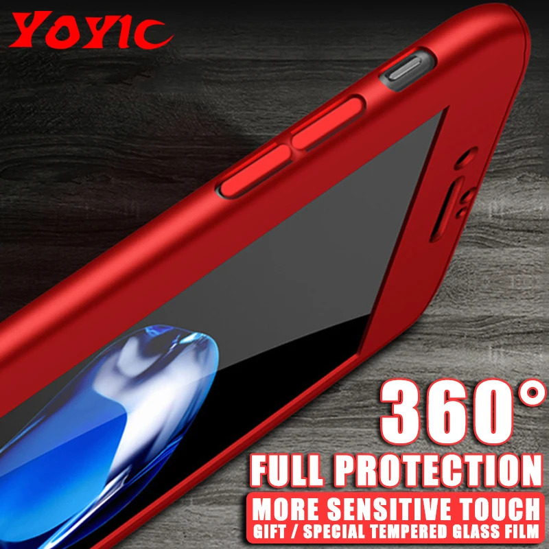

360 Degree Full Cover Case For iPhone X 7 6s 5s 5Case Cover For Apple iphone X 7 6 Plus 8 8 Plus Capa Coque With Tempered Glass