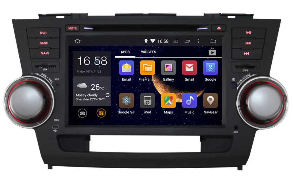 Sale 1024*600 Quad Core Android 8.1 for TOYOTA HIGHLANDER 2008 2009 2010 2011 2012 2013 Car DVD GPS Navigation Radio Headunit Wifi 3G 1