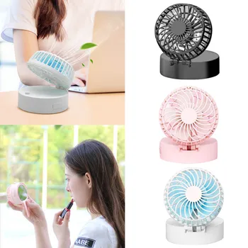 

Besegad 3-Speed Portable Foldable Rechargeable Cooling Fan with Lanyard USB Cable Makeup Mirror for Home Office Outdoor Travel
