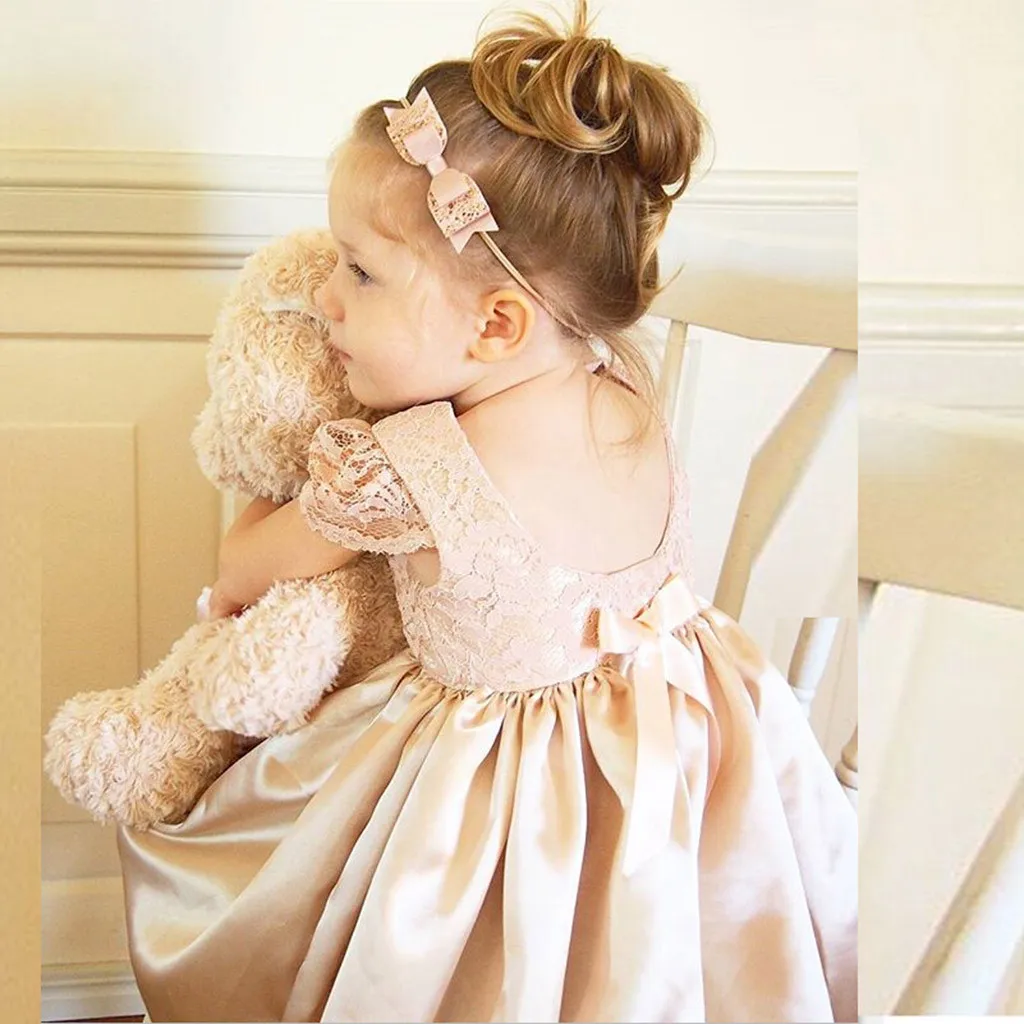 

Baby Girls Dress 2019 Summer Toddler Kids Baby Girls Outfits Clothes Lace Patchwork Party Princess Dresses Vestido Infantil @35