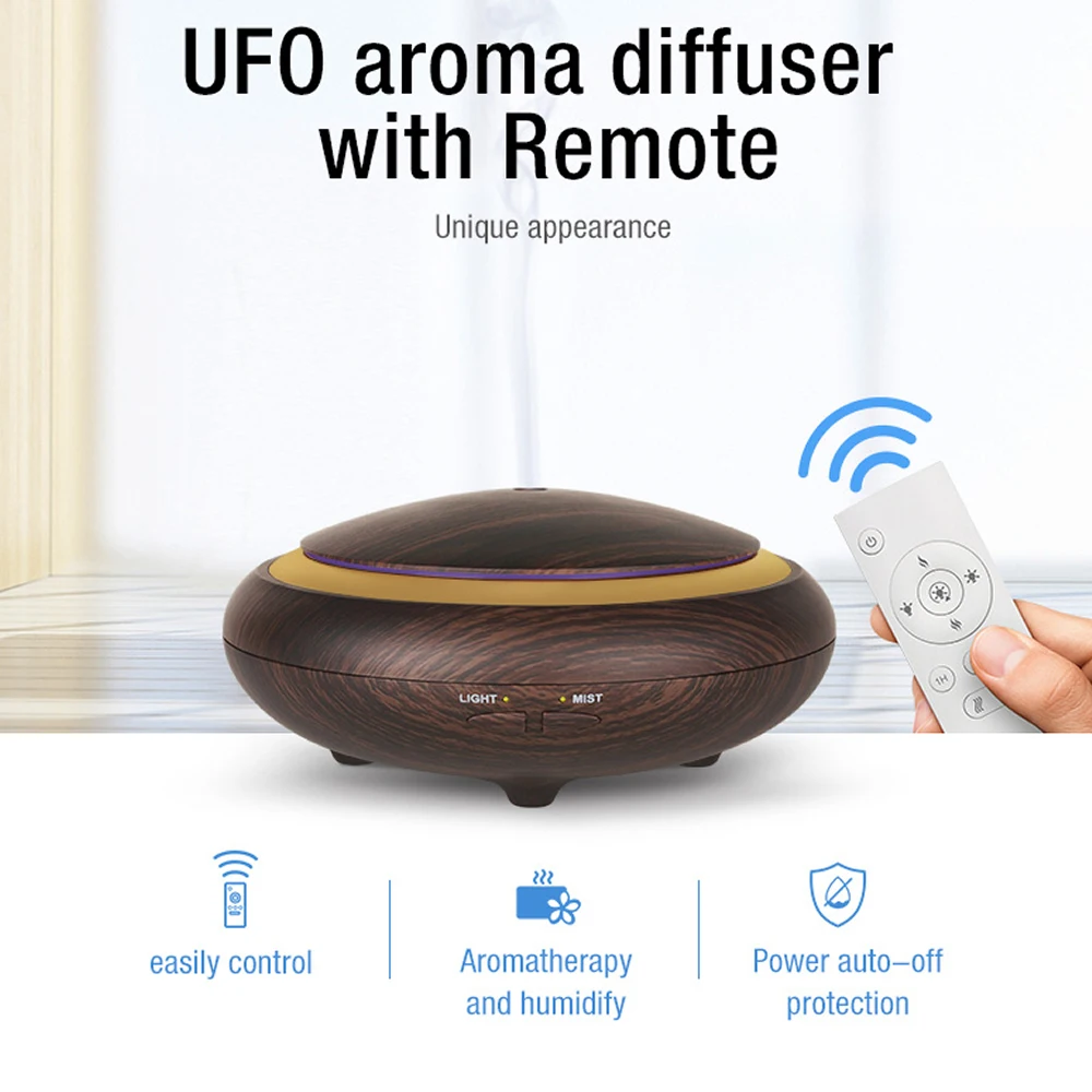 

150ml Aromatherapy Ultrasonic Essential Oil Remote Control Aroma Diffuser with 7 Color Changing LED Lights For Home