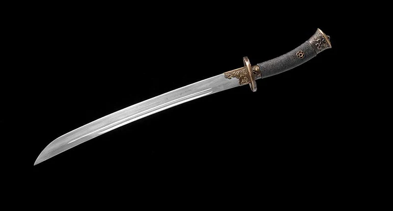 Qing Dynasty Straight Blade Chinese Sword Hand-made Damascus Folded Steel+clay tempered Ebony Hard wood Japanese Samurai Sword