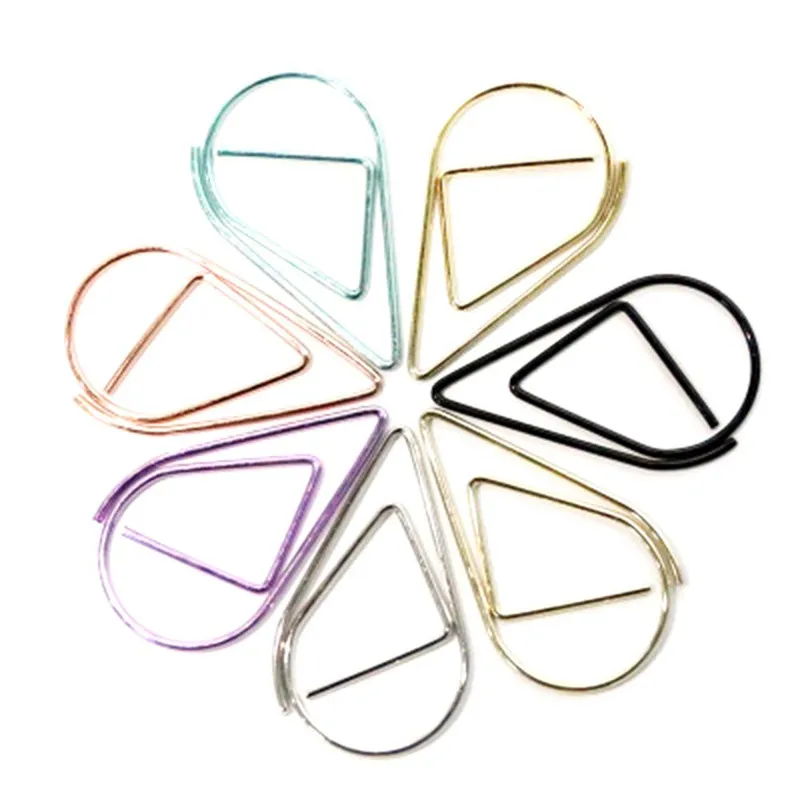 

Metal Material Drop Shape Paper Clips Gold Silver Color Funny Kawaii Bookmark Office Shool Stationery Marking 2018 Paperclip