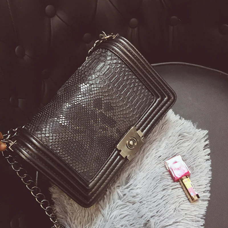 Women Crocodile PU Leather Messenger Bag Luxury Handbags Female Designer Shoulder Bag Chain Shoulder Strap Flap Bags SS0300 (9)