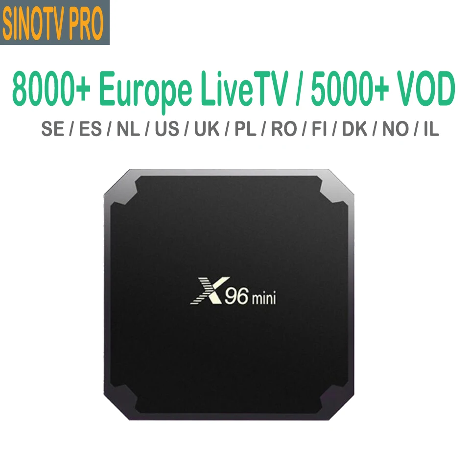 ТВ-приставка Sino tv Pro X96mini 4K IP ТВ-приставка для Нидерландов, Испании, чешского, норвежского, иврита, польского и американского Европы