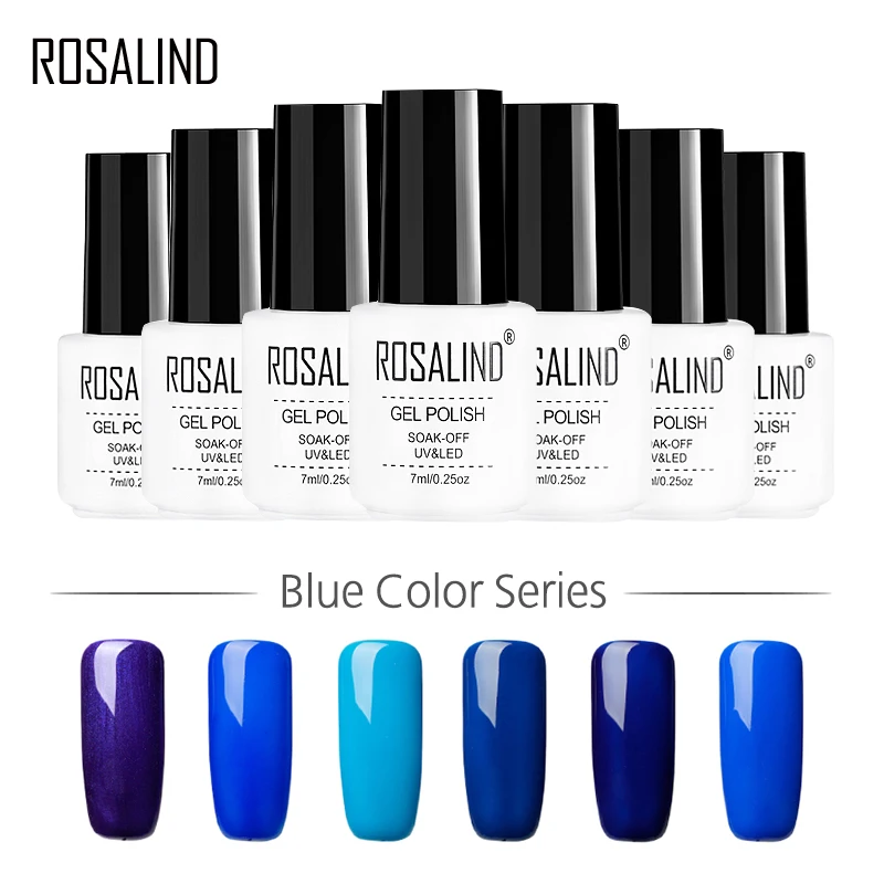 Гель лак для ногтей ROSALIND 1S 7 мл белая бутылка 12 синих цветов|gel varnish|nail gel polishgel polish |