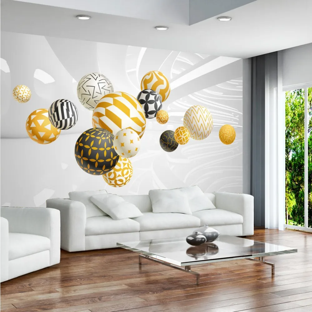 

Free Shipping Custom Modern Minimalist 3D Stereo Ball Geometric Space Mural Background Wallpaper Abstract Mural Painting Bedroom