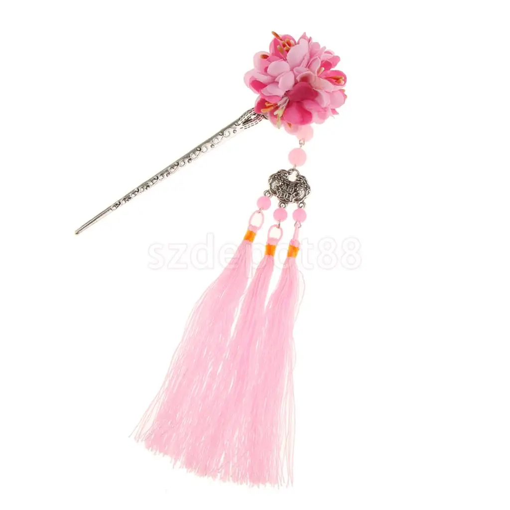 Заколка для волос с цветами Kanzashi Tassel Chignon Винтаж для кимоно Hanfu