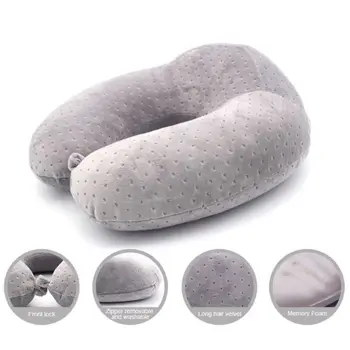 

4 Colors Memory Solid Color Pillow Travel Pillows Foam U-Shape Travel Pillow Airplane
