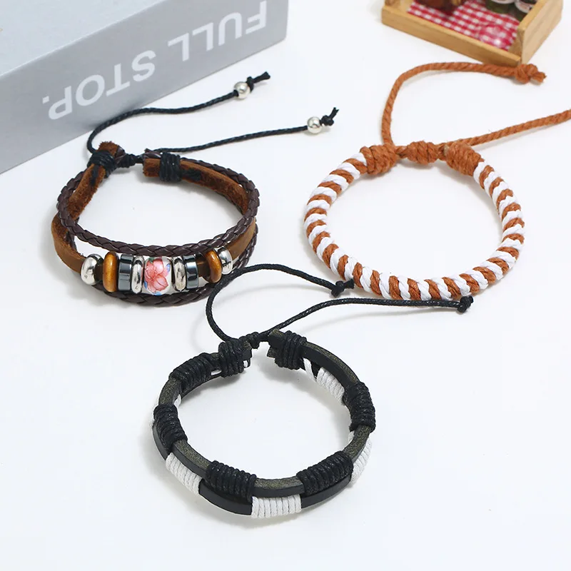 

Fashion Multilayers Bracelets Leather Ropes Bangles Bracelets Jewelry For Men Women