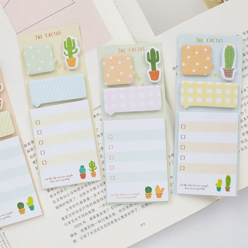 

NOVERTY Cactus Cute Sticky Notes Stationery Kawaii Stickers Scrapbooking Papeleria Stickers Planner Memo Pads Planner