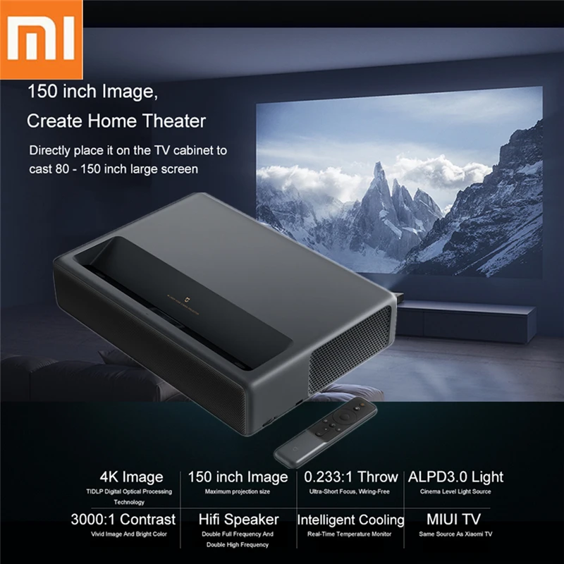 Xiaomi Mijia лазерный проектор ALPD tv 4K 3840x2160 P проектор 2 ГБ DDR3 16 Гб EMMC Flash 5000 люмен 150 дюймов Умный домашний кинотеатр