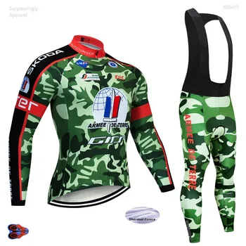 

2019 Winter Camouflage Cycling Jersey Pants Set Ropa Ciclismo Pro Teams Mens Thermal Fleece Cycling Wear Pro Bike Clothing Suit