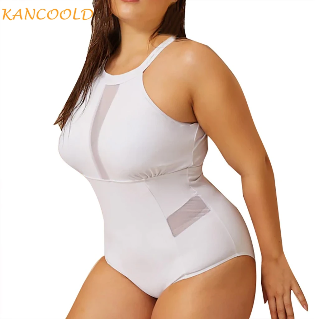 

KANCOOLD Clothes Women Plus Size 3XL Sexy Solid Color One Piece Swimwear Women Summer Beach Push-Up Mesh Backless Swimsuit 0703