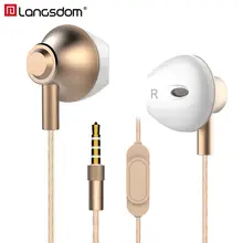 Langsdom Metal Earbuds Headphones with Mic 3 5MM Wired Stereo Headset Hifi In Ear Earphones for