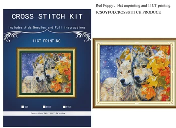 

The Wolf Couple Patterns Counted Cross Stitch 11CT 1CT Cross Stitch Set Chinese Animals Cross-stitch Kits Embroidery