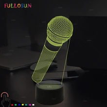 FULLOSUN 3D Visual Illusion Lamp Microphone Model LED Night Light 7 Color Night Lamp for Cafe Bar Decor Christmas Gift