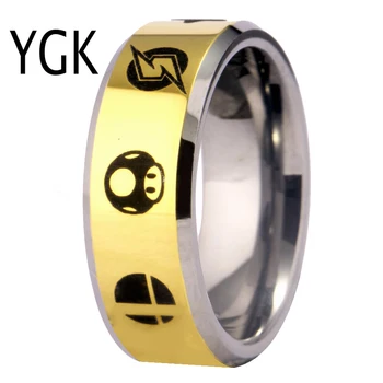 

Free Shipping YGK JEWELRY Hot Sale 8MM Super Smash Bros/Zelda/Metroid/Pokemon/Mario bros/Star/Fox Tungsten Ring